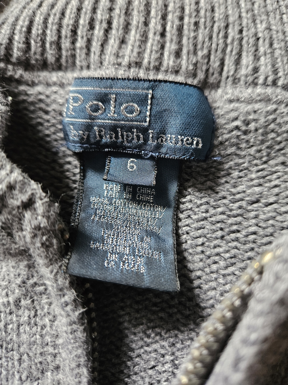 Polo Ralph Lauren Kids Full Zip Knit Sweater Jacket Big Pony Grey Youth Size 6 - Picture 5 of 6